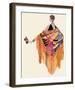 Art Deco Lady in a Colourful Dress-null-Framed Giclee Print