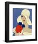 Art Deco Lady with a Large Red Flower-null-Framed Giclee Print