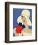 Art Deco Lady with a Large Red Flower-null-Framed Giclee Print