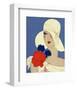 Art Deco Lady with a Large Red Flower-null-Framed Giclee Print