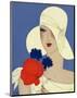 Art Deco Lady with a Large Red Flower-null-Mounted Giclee Print