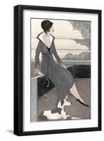 Art Deco Lady With Dog-Megan Meagher-Framed Art Print