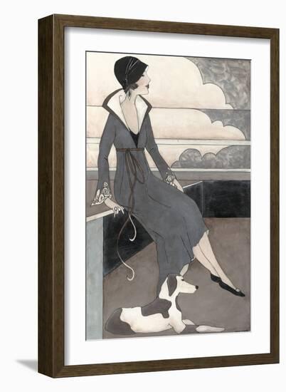 Art Deco Lady With Dog-Megan Meagher-Framed Art Print