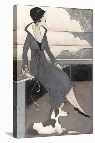Art Deco Lady with Dog-Megan Meagher-Stretched Canvas