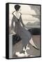 Art Deco Lady with Dog-Megan Meagher-Framed Stretched Canvas