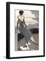 Art Deco Lady with Dog-Megan Meagher-Framed Art Print