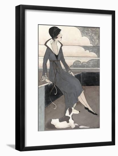 Art Deco Lady with Dog-Megan Meagher-Framed Art Print