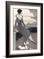 Art Deco Lady with Dog-Megan Meagher-Framed Art Print