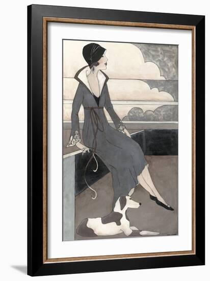 Art Deco Lady with Dog-Megan Meagher-Framed Art Print