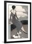 Art Deco Lady with Dog-Megan Meagher-Framed Art Print