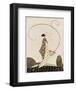 Art Deco lady with Fan-null-Framed Giclee Print