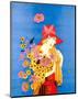 Art Deco Lady with Flowers-null-Mounted Giclee Print