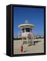 Art Deco Lifeguard Station, South Beach, Miami Beach, Florida, USA-Fraser Hall-Framed Stretched Canvas