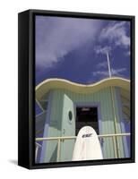 Art Deco Lifeguard Station, South Beach, Miami, Florida, USA-Robin Hill-Framed Stretched Canvas