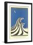 Art Deco Lovers in Waves-null-Framed Art Print