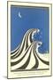 Art Deco Lovers in Waves-null-Mounted Art Print