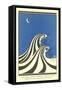 Art Deco Lovers in Waves-null-Framed Stretched Canvas