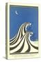 Art Deco Lovers in Waves-null-Stretched Canvas