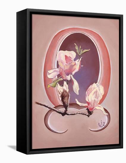 Art Deco Magnolias-Judy Mastrangelo-Framed Stretched Canvas