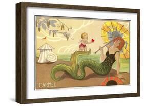 Art Deco Mermaid, Carmel, California-null-Framed Art Print