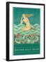 Art Deco Mermaid, Rockaway Beach, Oregon-null-Framed Art Print