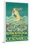 Art Deco Mermaid-null-Framed Art Print