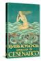 Art Deco Mermaid-null-Stretched Canvas