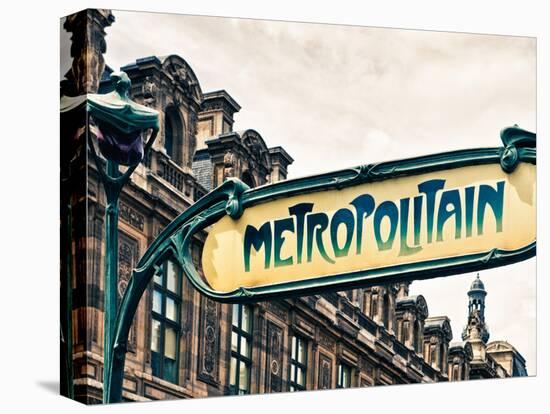 Art Deco Metropolitain Sign, Metro, Subway, the Louvre Station, Paris, France, Europe-Philippe Hugonnard-Stretched Canvas