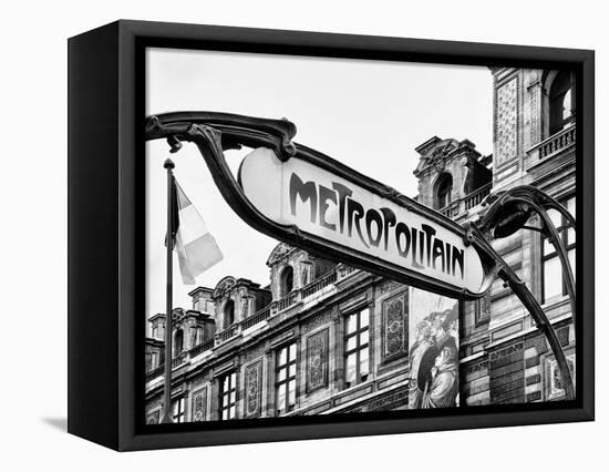 Art Deco Metropolitain Sign, Metro, Subway, the Louvre Station, Paris, France, Europe-Philippe Hugonnard-Framed Stretched Canvas