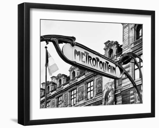 Art Deco Metropolitain Sign, Metro, Subway, the Louvre Station, Paris, France, Europe-Philippe Hugonnard-Framed Premium Photographic Print