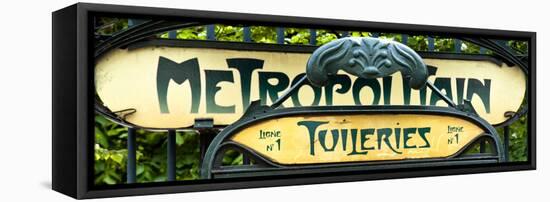 Art Deco Metropolitain Sign, Metro, Subway, the Tuileries Station, Paris, France-Philippe Hugonnard-Framed Stretched Canvas