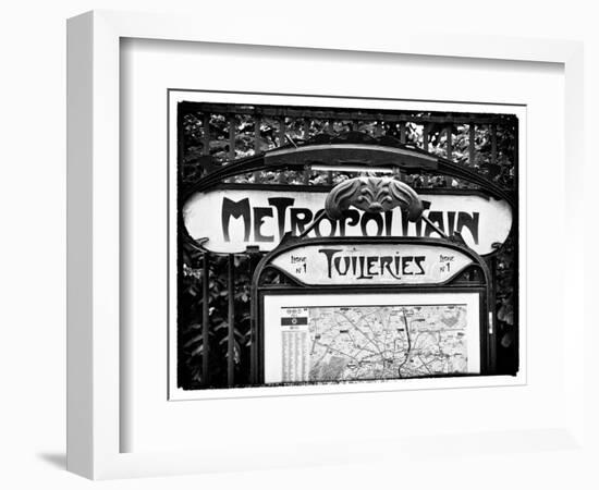 Art Deco Metropolitain Sign, Metro, Subway, the Tuileries Station, Paris, France-Philippe Hugonnard-Framed Art Print