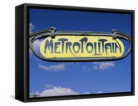 Art Deco Metropolitain (Subway) Sign, Paris, France, Europe-Gavin Hellier-Framed Stretched Canvas