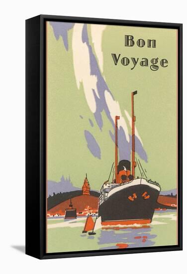 Art Deco Ocean Liner, Bon Voyage-null-Framed Stretched Canvas