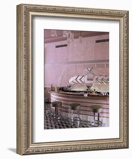 Art Deco Period Bar Area, Usha Kiran Palace Hotel, Gwalior, Madhya Pradesh State, India-John Henry Claude Wilson-Framed Photographic Print