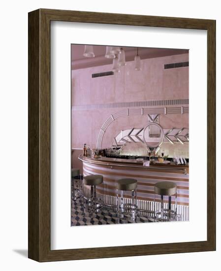 Art Deco Period Bar Area, Usha Kiran Palace Hotel, Gwalior, Madhya Pradesh State, India-John Henry Claude Wilson-Framed Photographic Print
