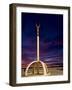 Art Deco Statue at Sunrise Over the Pacific Ocean, Napier, North Island, New Zealand-Don Smith-Framed Photographic Print
