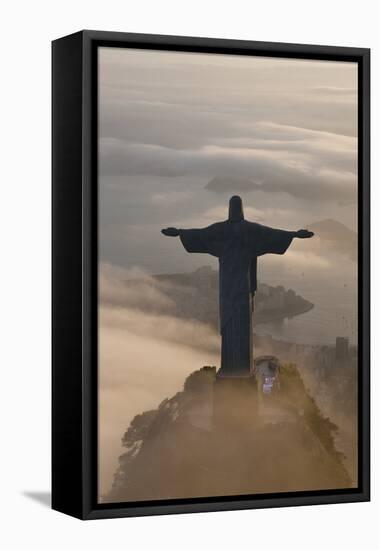 Art Deco Statue of Jesus, Corcovado Mountain, Rio de Janeiro, Brazil-Peter Adams-Framed Stretched Canvas