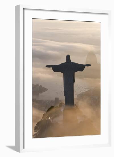 Art Deco Statue of Jesus,On Corcovado Mountain, Rio de Janeiro, Brazil-Peter Adams-Framed Photographic Print