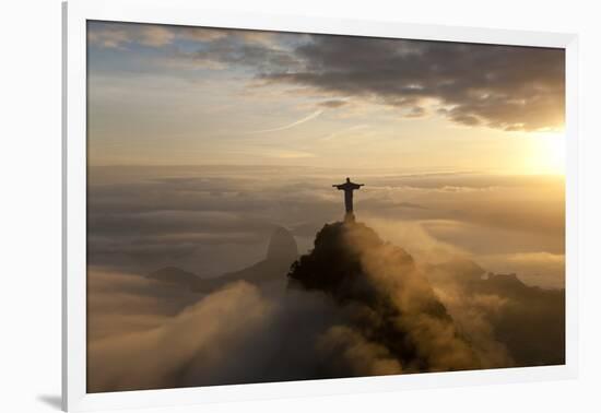 Art Deco Statue of Jesus,On Corcovado Mountain, Rio de Janeiro, Brazil-Peter Adams-Framed Photographic Print