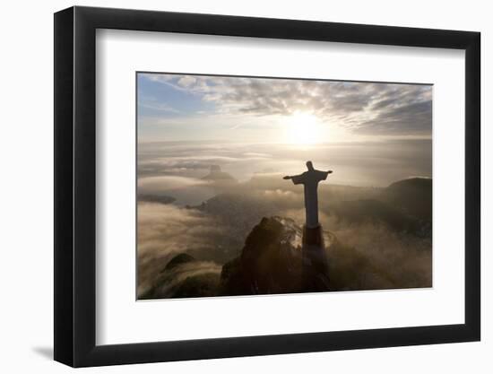 Art Deco Statue of Jesus,On Corcovado Mountain, Rio de Janeiro, Brazil-Peter Adams-Framed Photographic Print