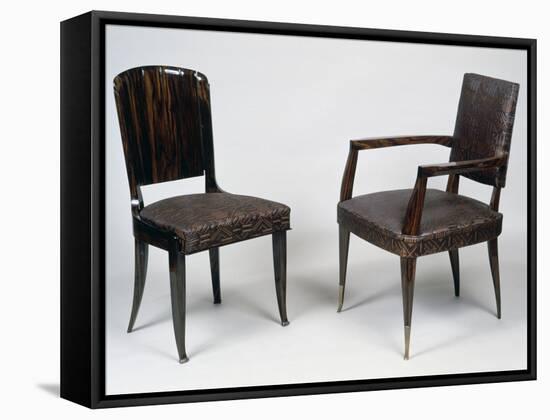Art Deco Style Armchair and Chair, 1928-1930-Jacques-emile Ruhlmann-Framed Stretched Canvas