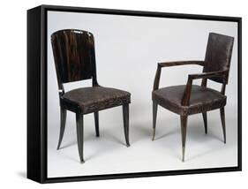 Art Deco Style Armchair and Chair, 1928-1930-Jacques-emile Ruhlmann-Framed Stretched Canvas