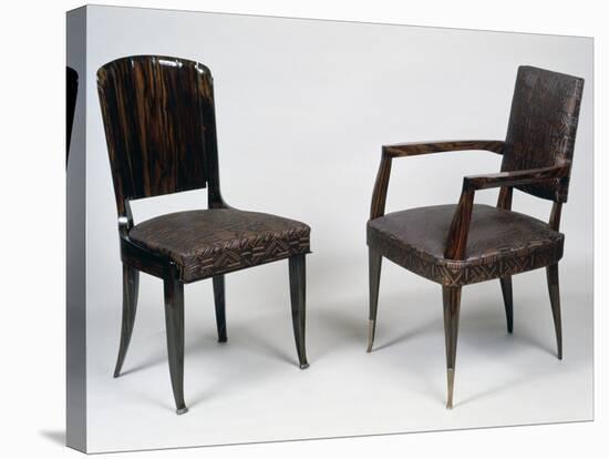 Art Deco Style Armchair and Chair, 1928-1930-Jacques-emile Ruhlmann-Stretched Canvas