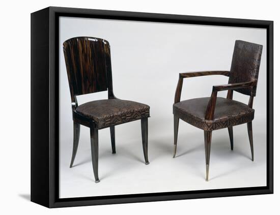 Art Deco Style Armchair and Chair, 1928-1930-Jacques-emile Ruhlmann-Framed Stretched Canvas