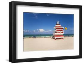 Art Deco Style Lifeguard Hut on South Beach, Ocean Drive, Miami Beach, Miami, Florida, U.S.A.-Gavin Hellier-Framed Photographic Print