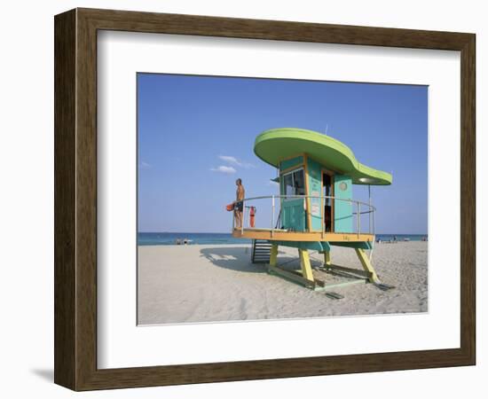 Art Deco Style Lifeguard Hut, South Beach, Miami Beach, Miami, Florida, United States of America-Gavin Hellier-Framed Photographic Print