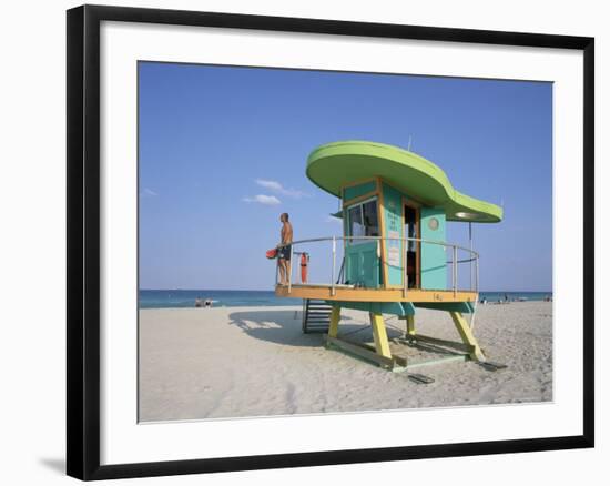 Art Deco Style Lifeguard Hut, South Beach, Miami Beach, Miami, Florida, United States of America-Gavin Hellier-Framed Photographic Print