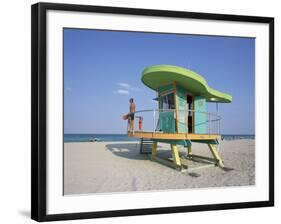 Art Deco Style Lifeguard Hut, South Beach, Miami Beach, Miami, Florida, United States of America-Gavin Hellier-Framed Photographic Print