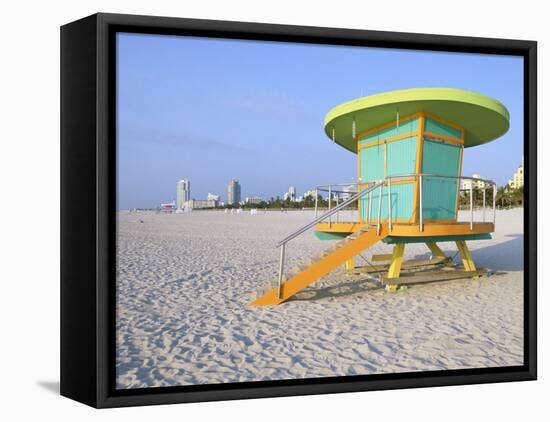 Art Deco Style Lifeguard Hut, South Beach, Miami Beach, Miami, Florida, USA-Gavin Hellier-Framed Stretched Canvas